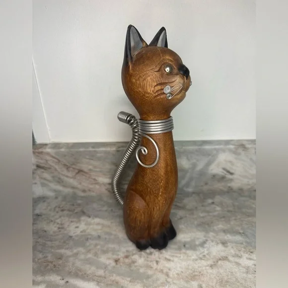 Wood & Metal Cat Figurine - Picture 2 of 4